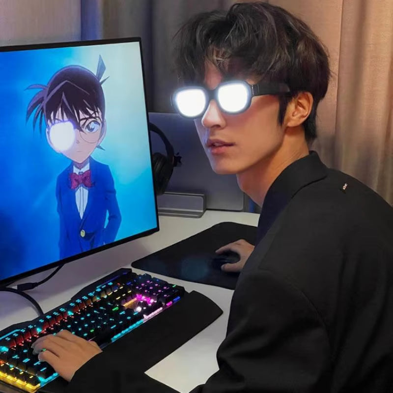Edogawa Conan Led Technology Luminous Funny Glasses Bar Sunglasses Cos Anime Essential for Halloween and Christmas Gift Props