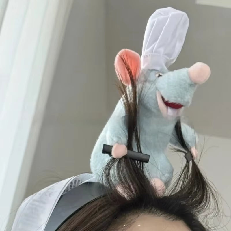 Ratatouille Hairband New Cartoon Plush Doll Headband French Wide-Brimmed Hairpin Photo Headdress Creativity Girl Gift