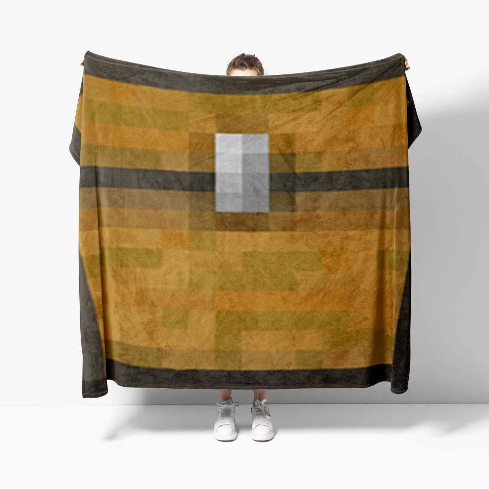 Grass Block Flannel Throw Blanket Diamond Game Decor Pixel Block Creative Blankets Cozy Soft Lightweight for Couch Sofa