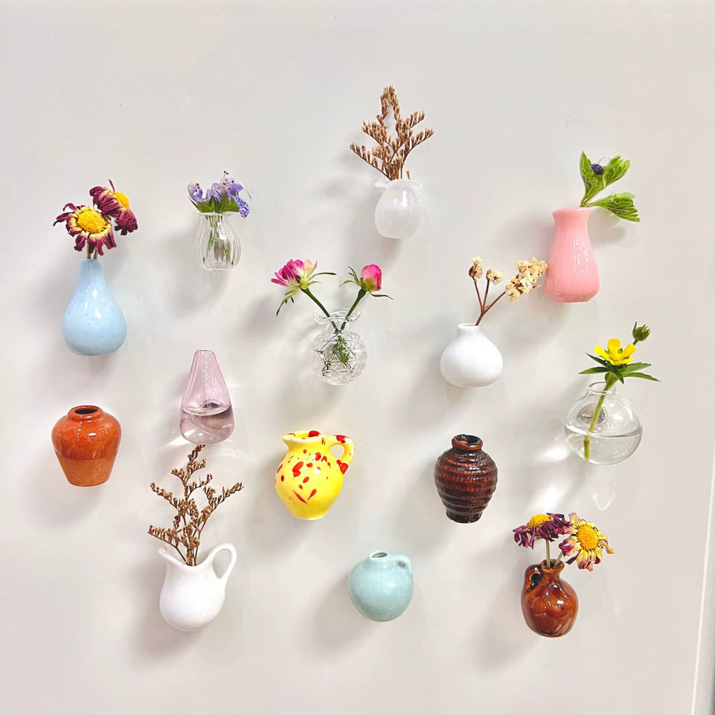 Small Fridge Magnet Decoration Mini Ceramic Vase Micro Landscape Ornament Fridge Cute Magnets Place Flower Arrangements
