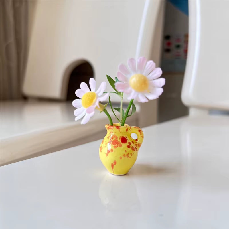 Small Fridge Magnet Decoration Mini Ceramic Vase Micro Landscape Ornament Fridge Cute Magnets Place Flower Arrangements