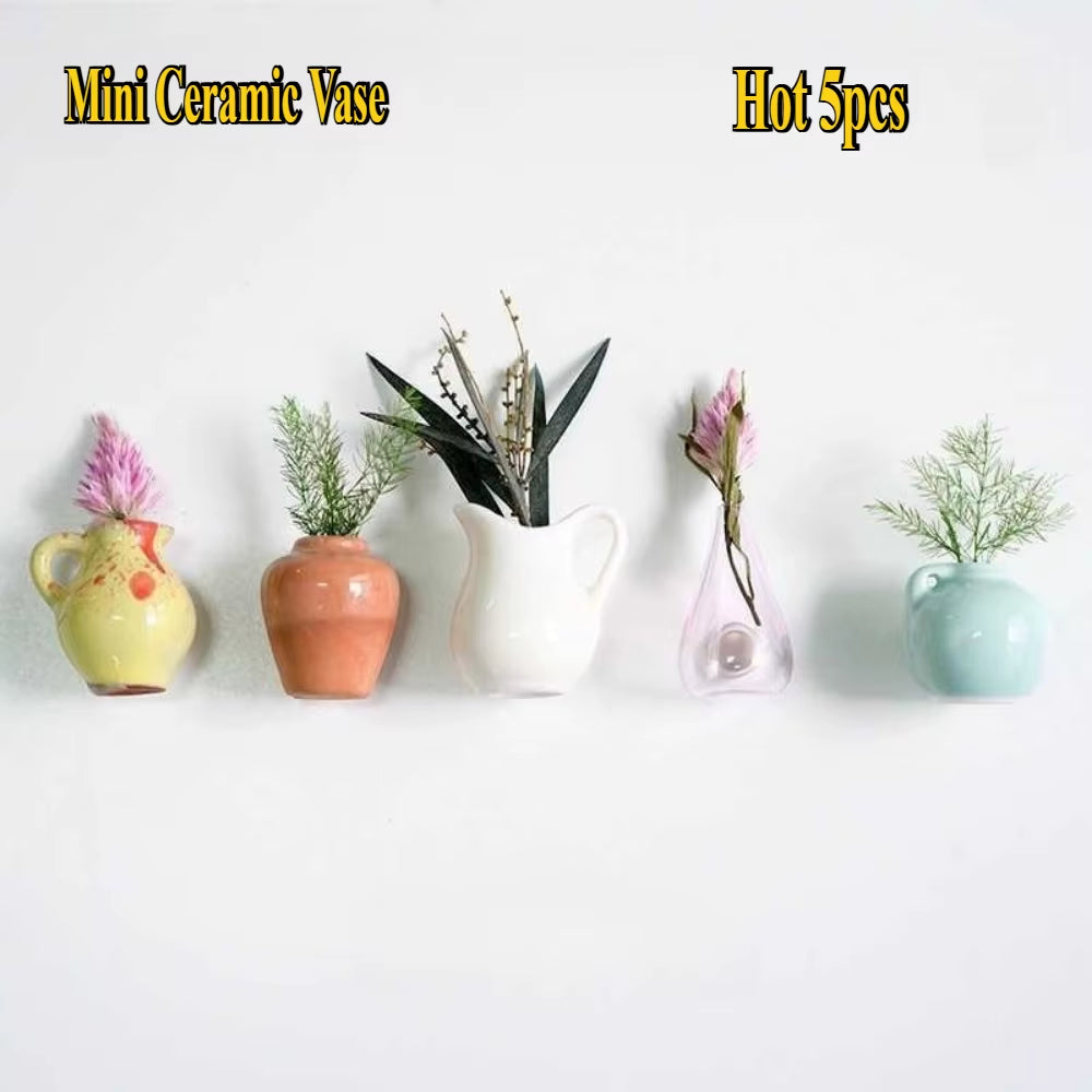 New Mini Ceramic Small Vase Refrigerator Stickers Creatives 3D Three-Dimensional Home Decoration Magnet Home Decor Items Fridge