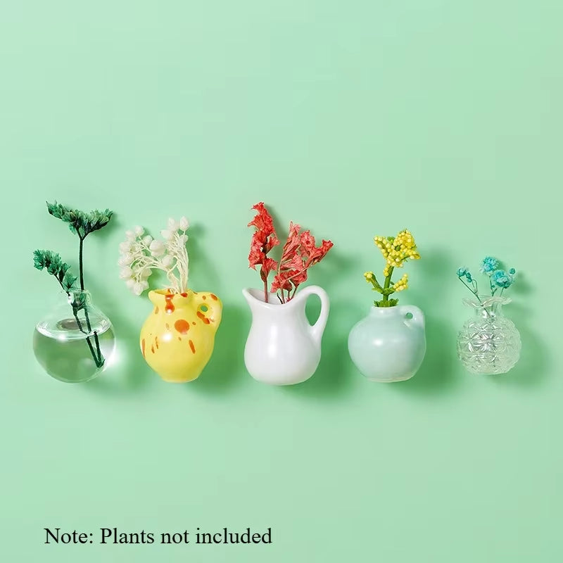 New Mini Ceramic Small Vase Refrigerator Stickers Creatives 3D Three-Dimensional Home Decoration Magnet Home Decor Items Fridge