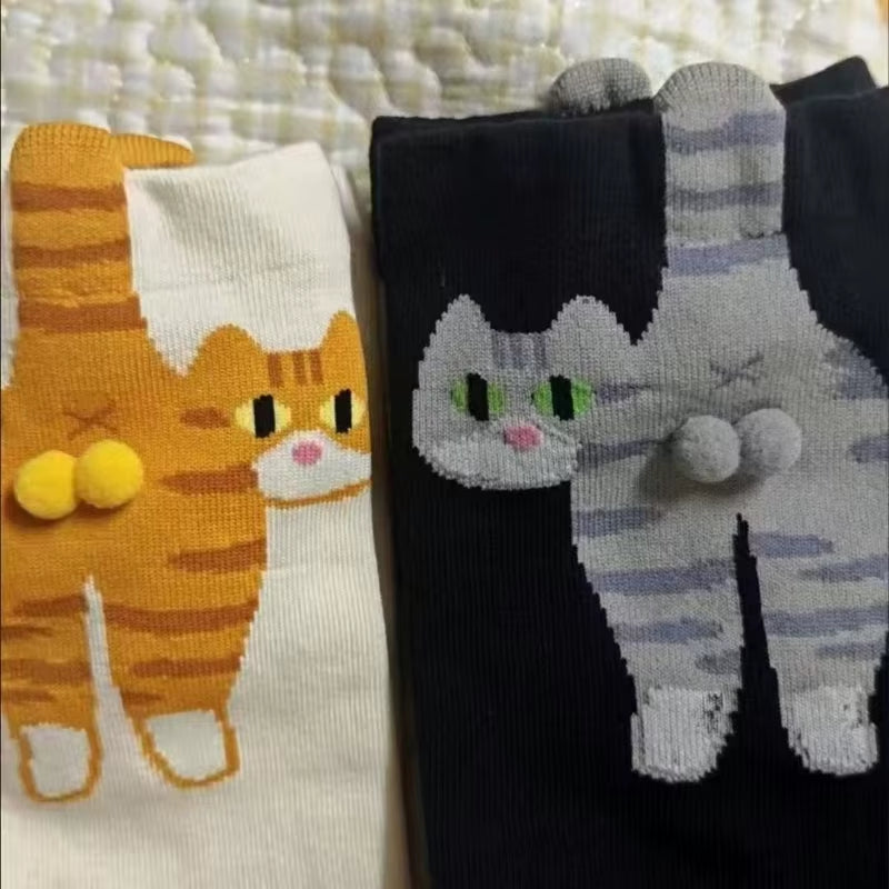Gift for Cat Lovers: Cartoon Cat Ladies Cotton Socks Breathable and Comfortable Socks for All Seasons
