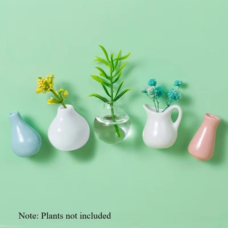 New Mini Ceramic Small Vase Refrigerator Stickers Creatives 3D Three-Dimensional Home Decoration Magnet Home Decor Items Fridge