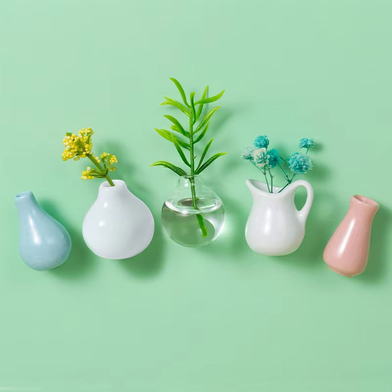 Small Fridge Magnet Decoration Mini Ceramic Vase Micro Landscape Ornament Fridge Cute Magnets Place Flower Arrangements