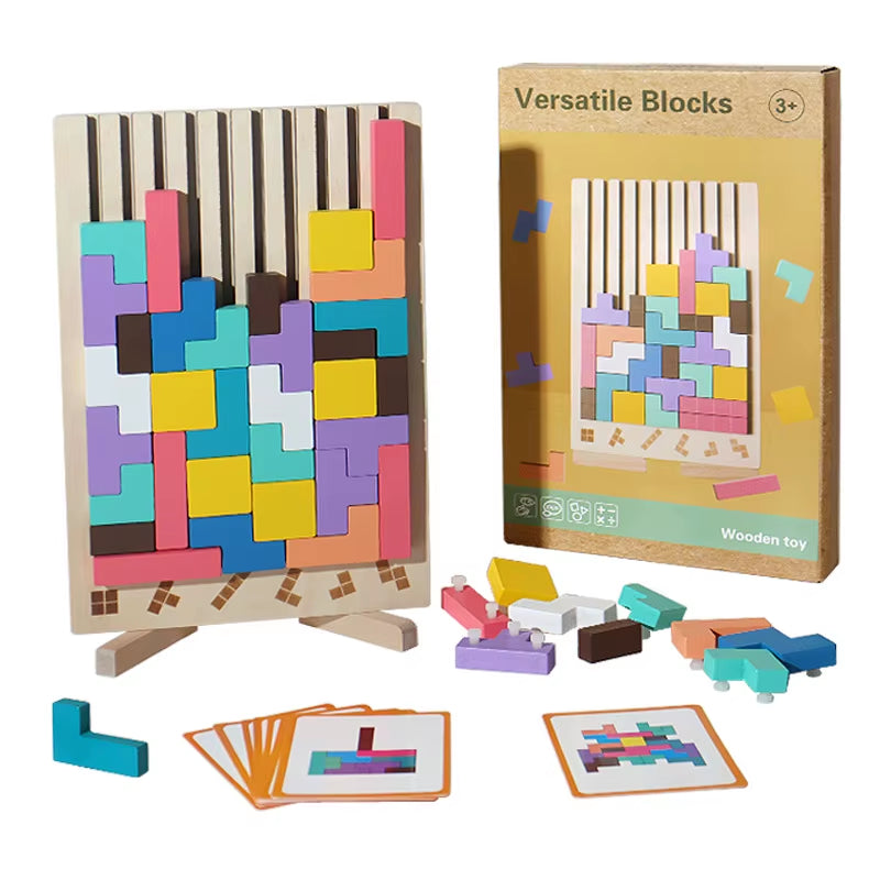 3D Wooden Puzzle, Building Blocks, Puzzle Game, Baby Logic Training Puzzle Toys, Parent-Child Interactive Games
