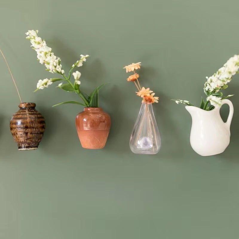 Small Fridge Magnet Decoration Mini Ceramic Vase Micro Landscape Ornament Fridge Cute Magnets Place Flower Arrangements