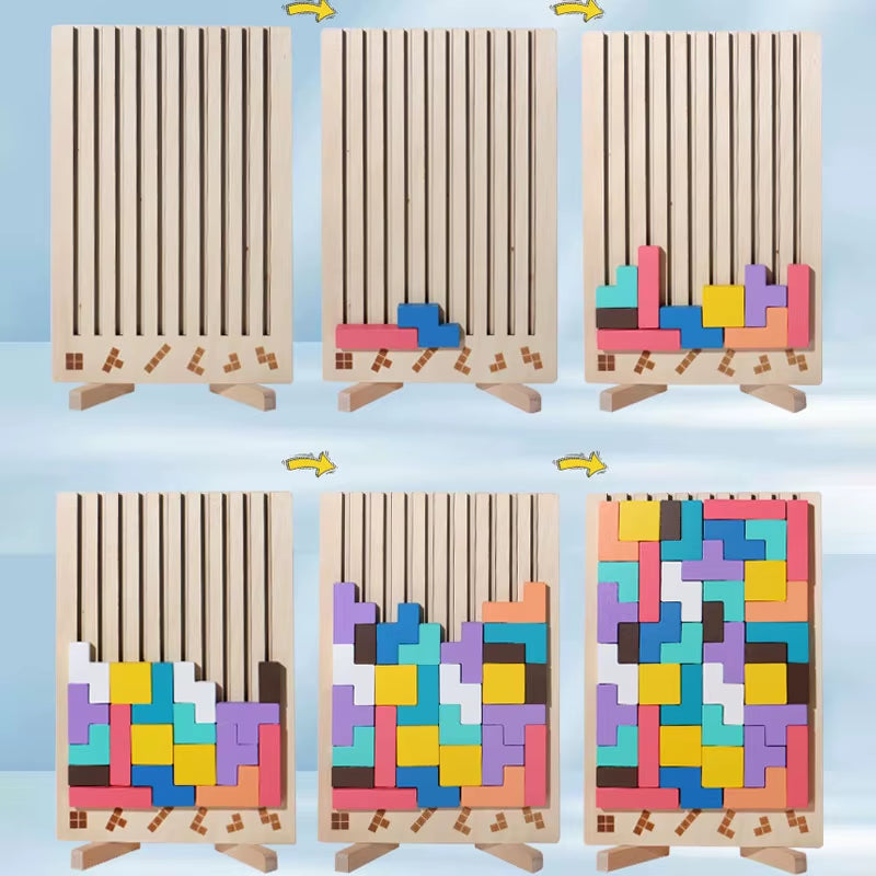 3D Wooden Puzzle, Building Blocks, Puzzle Game, Baby Logic Training Puzzle Toys, Parent-Child Interactive Games