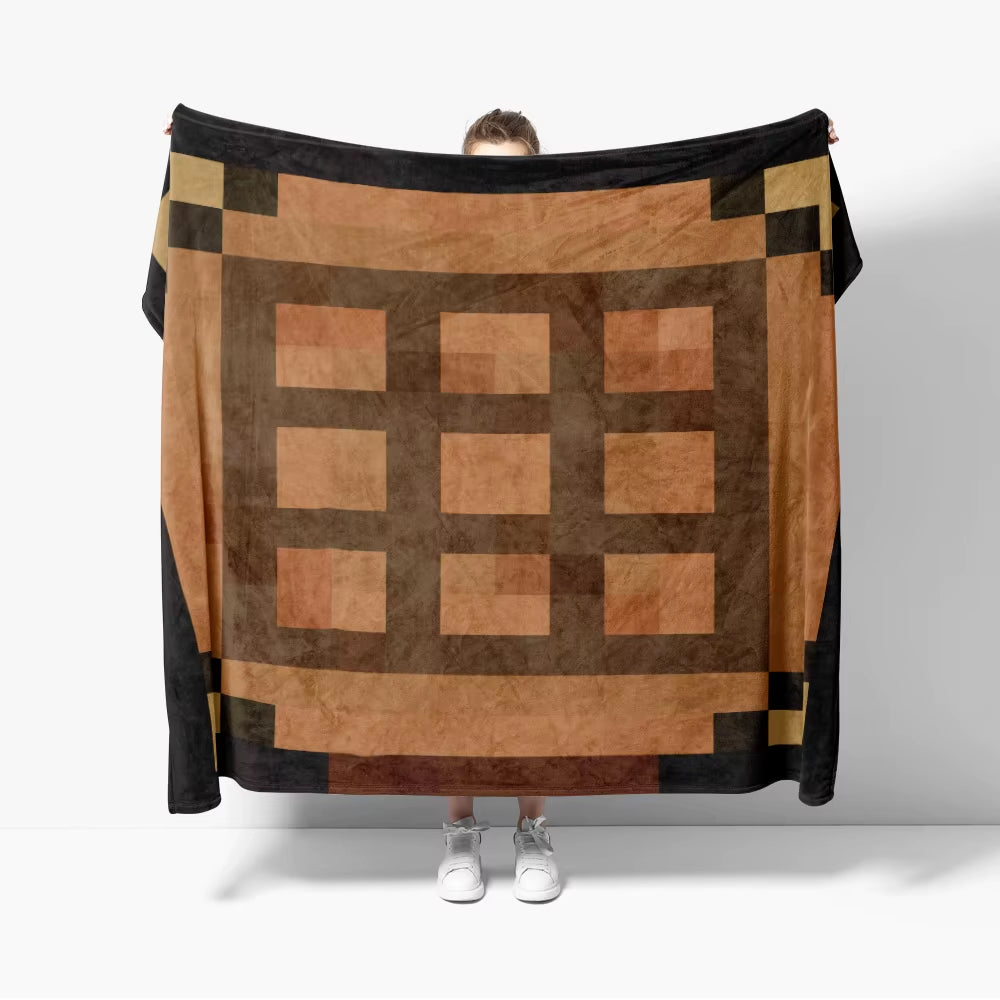Grass Block Flannel Throw Blanket Diamond Game Decor Pixel Block Creative Blankets Cozy Soft Lightweight for Couch Sofa