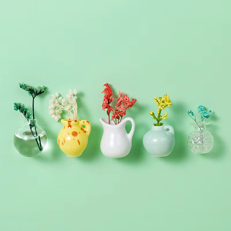 Small Fridge Magnet Decoration Mini Ceramic Vase Micro Landscape Ornament Fridge Cute Magnets Place Flower Arrangements