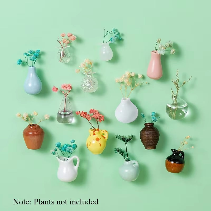 New Mini Ceramic Small Vase Refrigerator Stickers Creatives 3D Three-Dimensional Home Decoration Magnet Home Decor Items Fridge