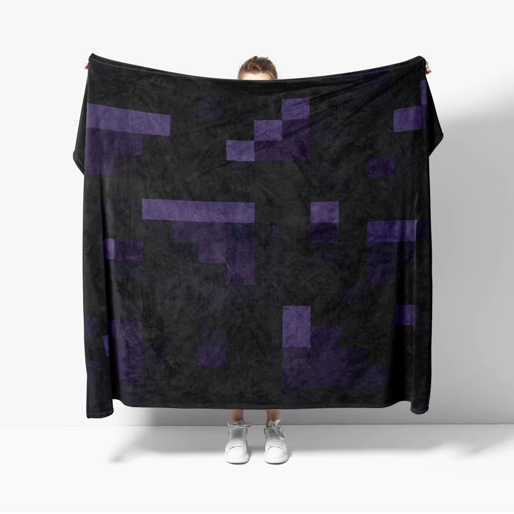 Grass Block Flannel Throw Blanket Diamond Game Decor Pixel Block Creative Blankets Cozy Soft Lightweight for Couch Sofa