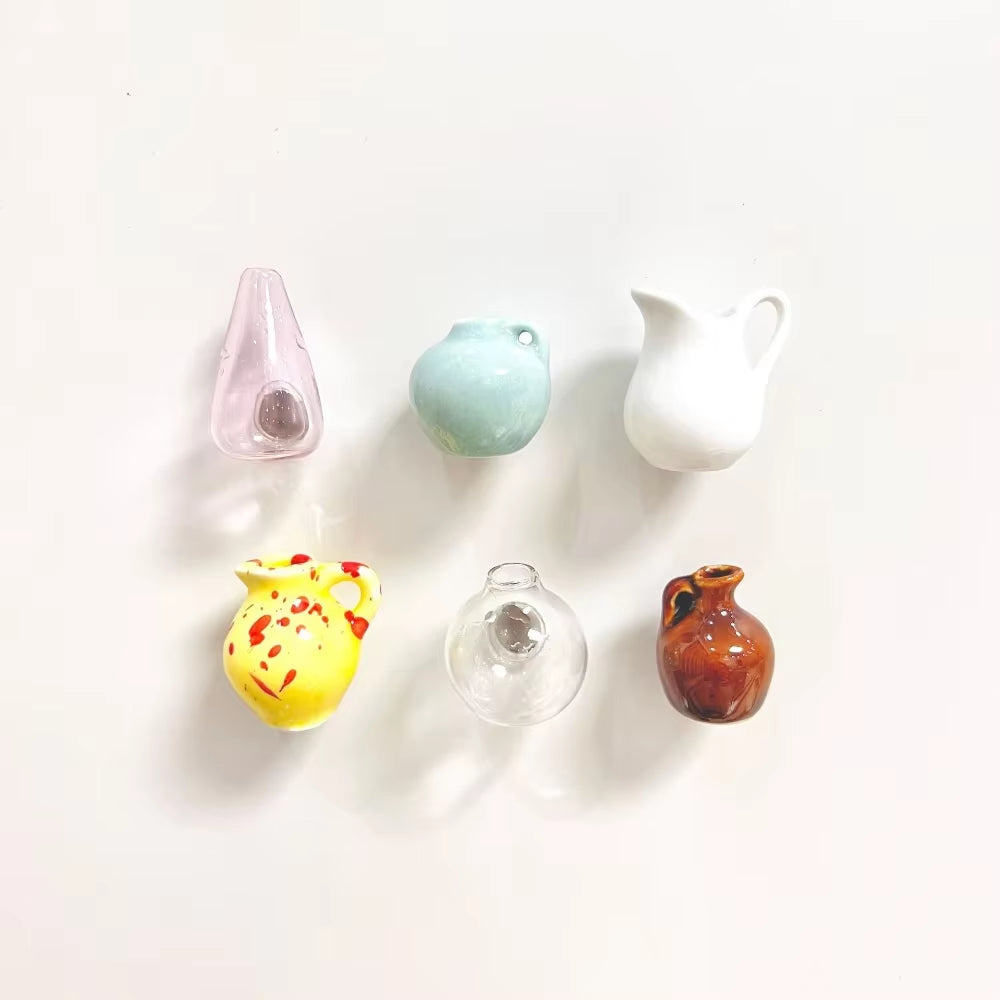 New Mini Ceramic Small Vase Refrigerator Stickers Creatives 3D Three-Dimensional Home Decoration Magnet Home Decor Items Fridge