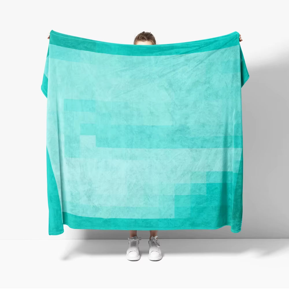 Grass Block Flannel Throw Blanket Diamond Game Decor Pixel Block Creative Blankets Cozy Soft Lightweight for Couch Sofa