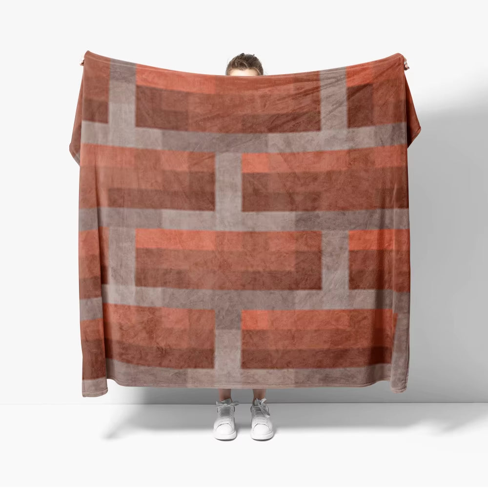 Grass Block Flannel Throw Blanket Diamond Game Decor Pixel Block Creative Blankets Cozy Soft Lightweight for Couch Sofa